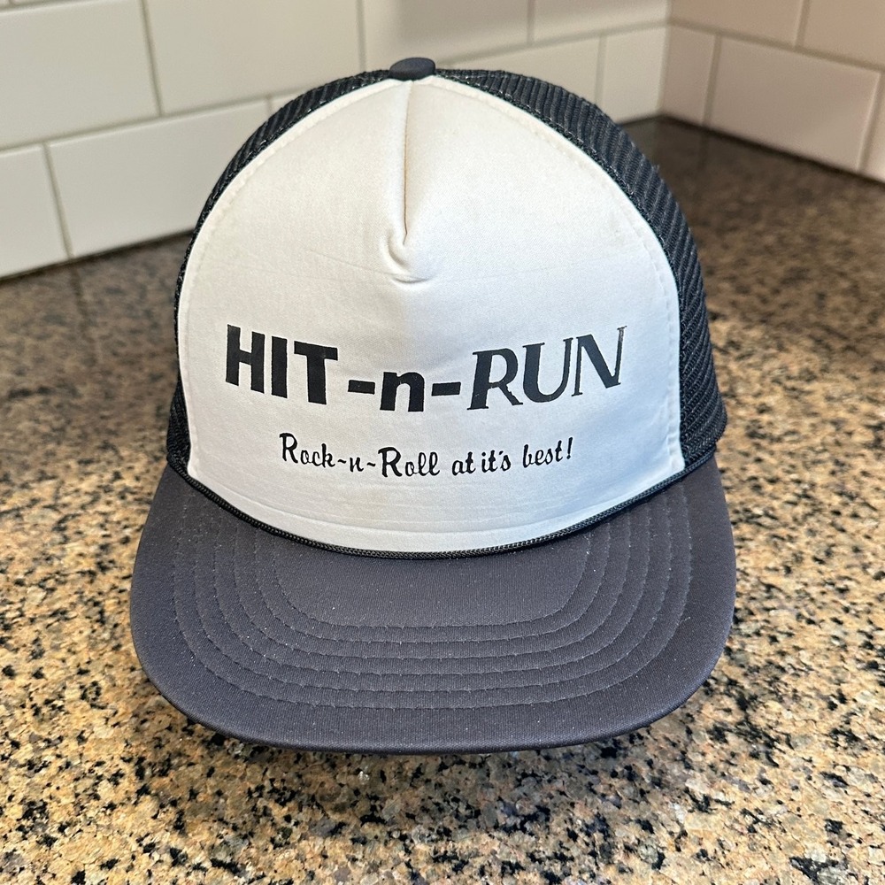 HIT-n-RUN Rock-n-Roll CIVIC CAPS Trucker Hat  Snapback Black White